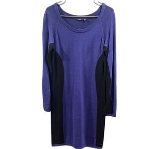 Mexx Blue & Black Midi Bodycon Dress - Size Small